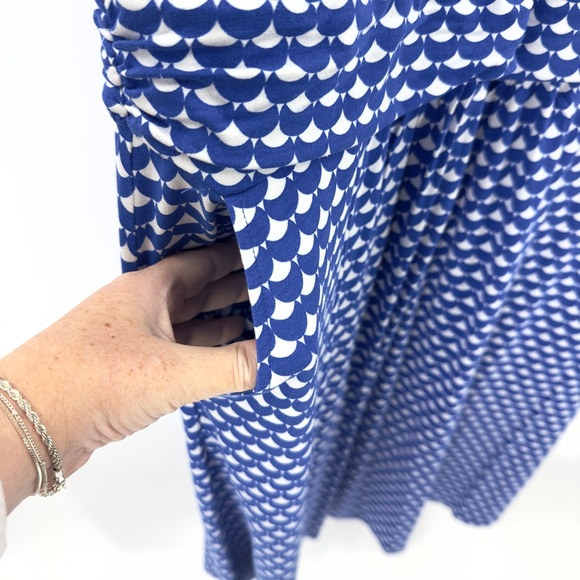 Boden Lola Dress Womens 14 Wrap Jersey Stretch Scallop Half Moon Soft Pockets - Picture 3 of 10